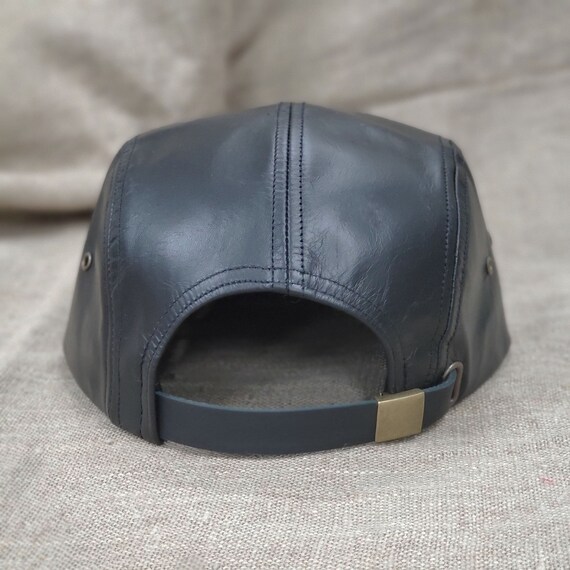 Leather Five Panel Camp Caps Made in USA - Cowhide or Suede  display picture 1