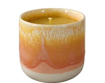 Handgegoten bijenwaskaars - Sip Cup Roze + Geel