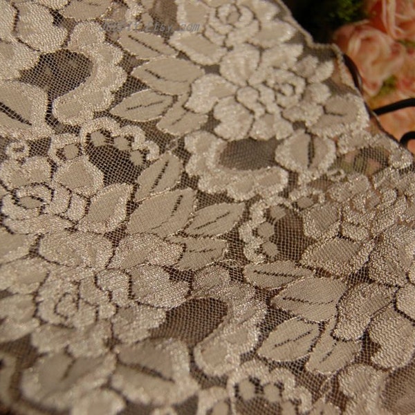 stretch Lace,Beautiful vintage style Tan lace,one yard Cute Tan lace,Accessories,Stretch lace for handmade items