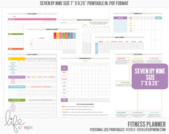 FITNESS PLANNER 7 x 9.25 Happy Planner Size, Erin Condern Size, Arc Notebooks, Discbound Inserts
