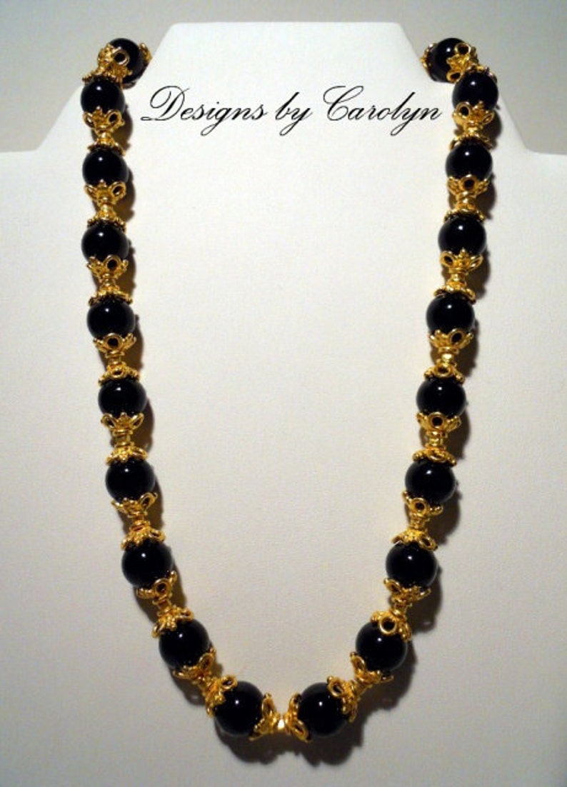 Black Onyx & 22K Gold Over Copper Necklace CSS109BON Etsy
