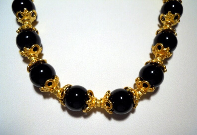 Black Onyx & 22K Gold Over Copper Necklace CSS109BON Etsy