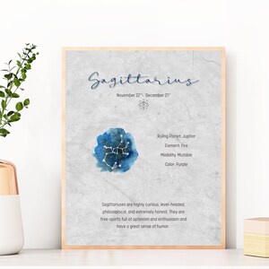 Sagittarius Zodiac Wall Art | Sagittarius Astrology Print | Sagittarius Printable | Instant Digital Download