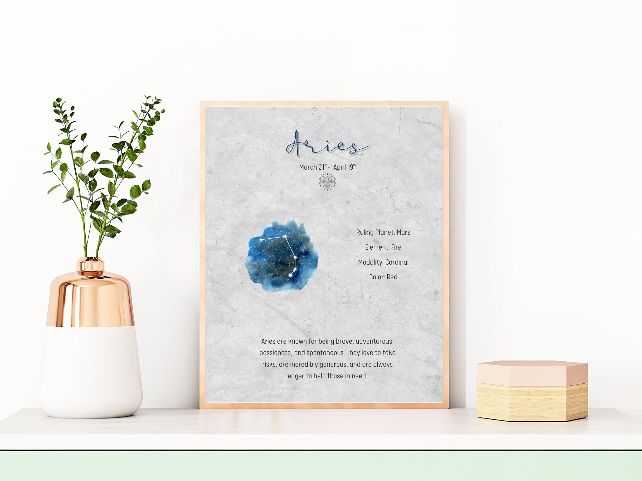 Aries Zodiac Wall Art Aries Astrology Print Aries Printable Instant Digital Download