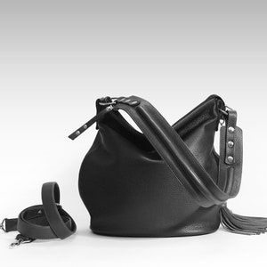 Leather Crossbody Bag Black Leather Shoulder Handbag Handmade - Etsy