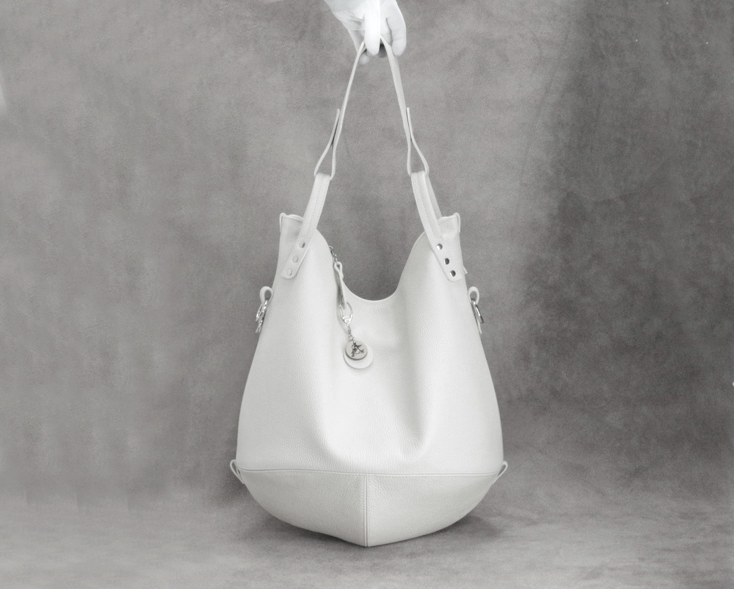 ★OPEN YY_TheOpen Product★ LEATHER MOTO HOBO MINI (WHITE) OPEN YY Leather Moto Hobo Mini Bag White | Cowhide | Korean