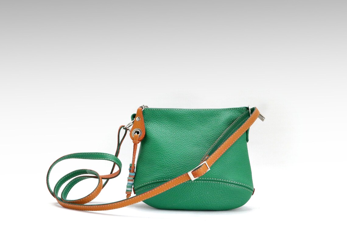 Green Leather hobo crossbody bag small women's handbag Etsy