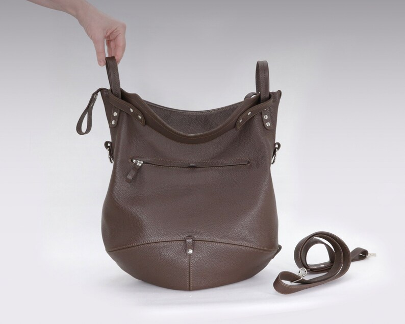 Large leather slouchy bag brown crossbody bag women hobo | Etsy
