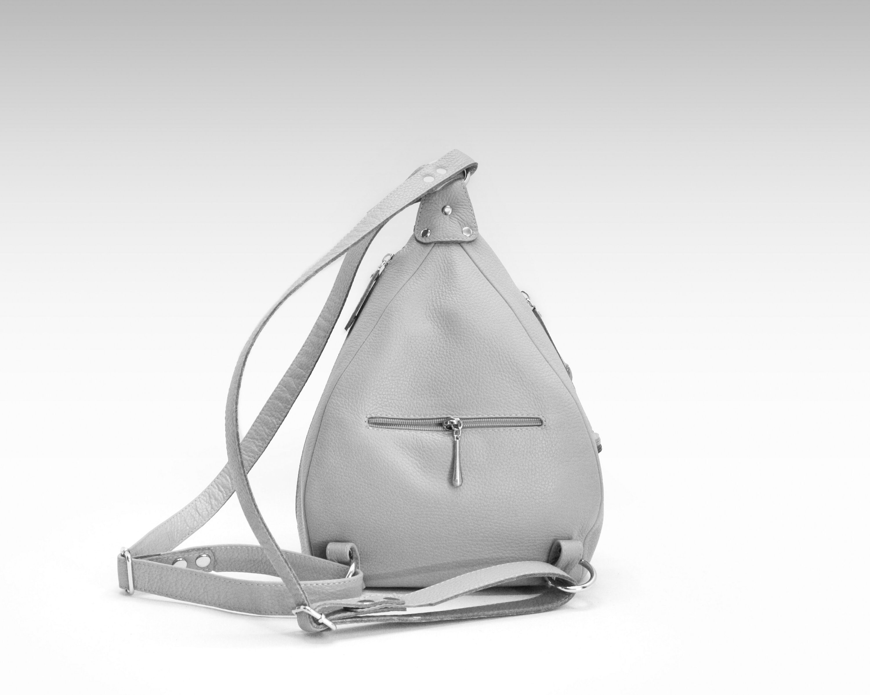 Leather backpack purse light gray triangular bag Medium Etsy