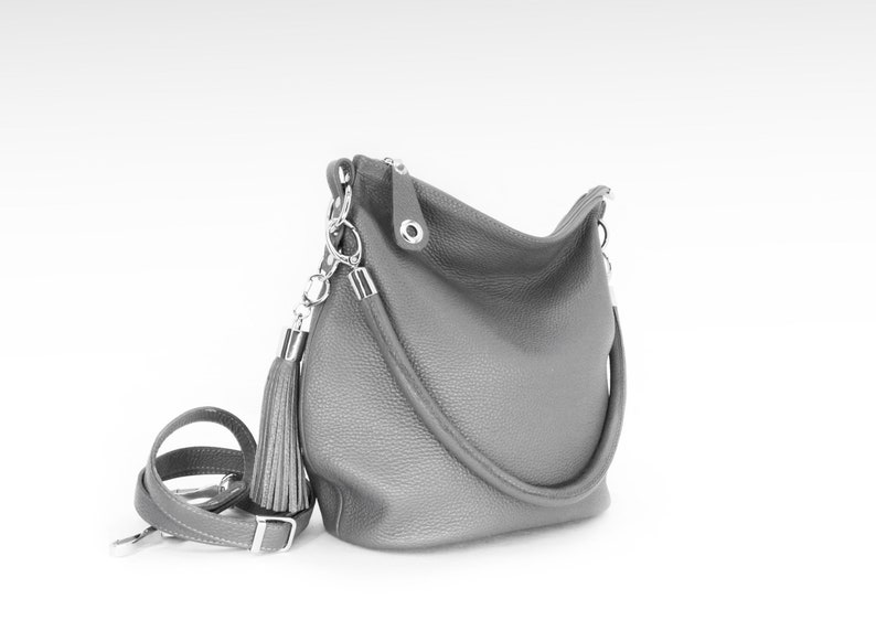 Gray Leather crossbody bag italian leather shoulder handbag Etsy