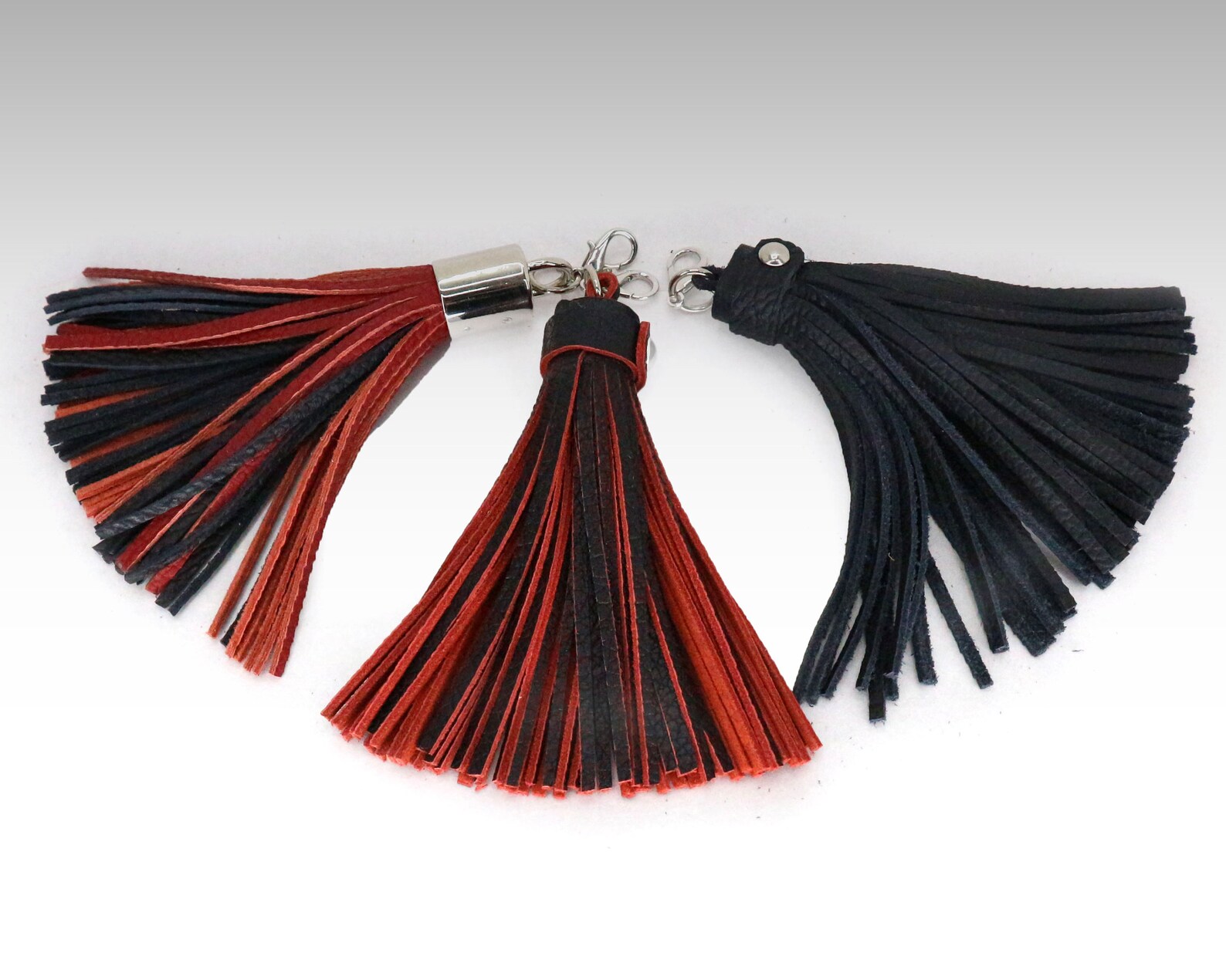 Leather tassel gray leather bag charm leather tassel Etsy
