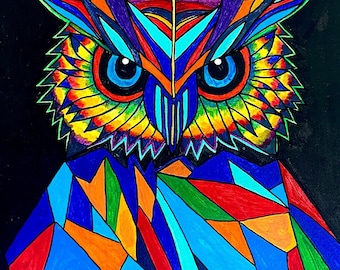 シルクハットをかぶったフクロウ、ウォールアート アートプリント
