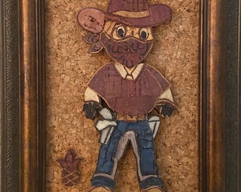Arte Del Corcho De Vino, Regalos De Corcho De Vino, Artesanías De Corcho De Vino, Arte Del Vino, Corcho De Vino, Arte Abstracto, Arte Divertido, Arte Impresionante, Arte Único, Arte Bonito, Vaquero