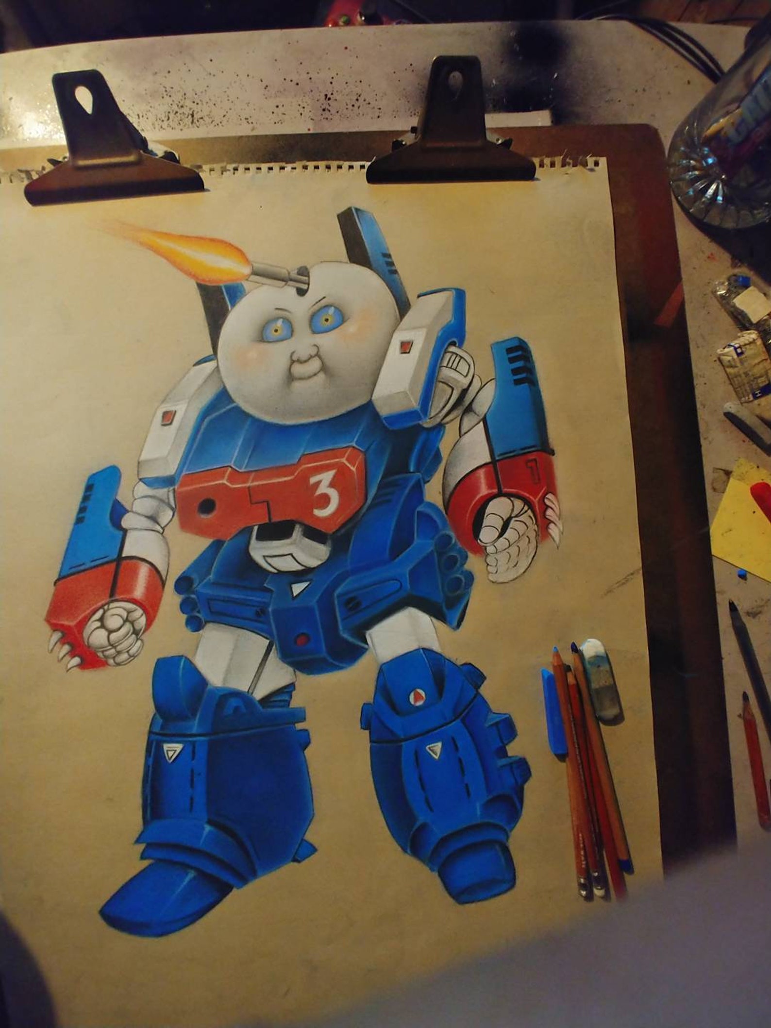 Garbage Pail Kids Roy Bot Pastel on Paper GPK - Etsy