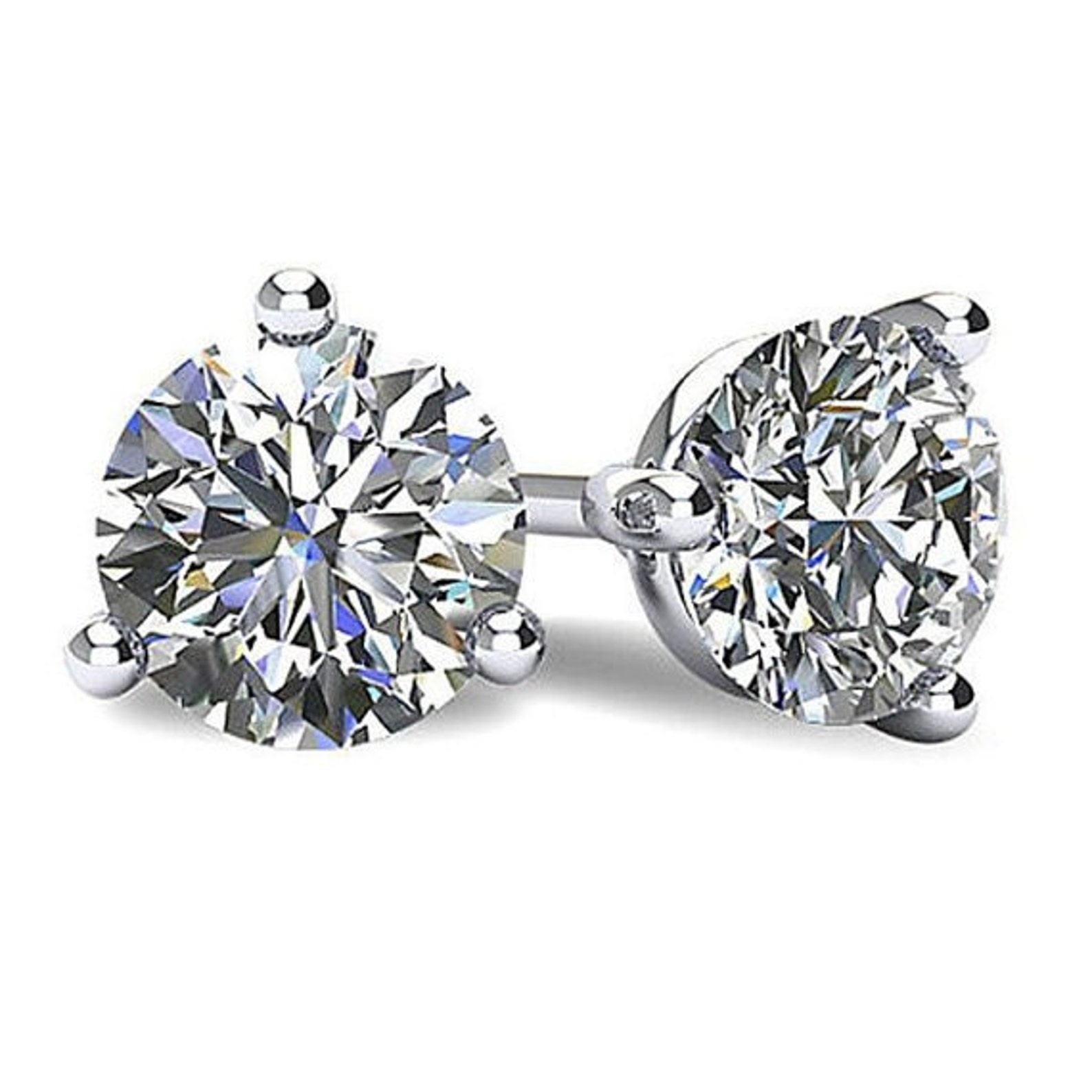 Moissanite Screw Back Stud Earrings 1.00 Ctw Martini Design 3 Etsy