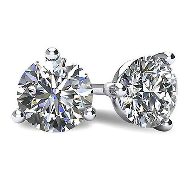 Moissanite Screw Back Stud Earrings 1.00 Ctw Martini Design 3 Etsy