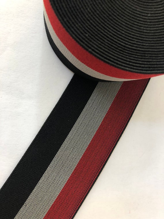 2 Inch Elastic, 2 Inch 5 Cm Striped Elastic Webbing, Black, White