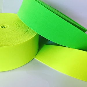 2 inch elastic, 2 in Wide Neon Elastic Webbing, Green Neon, Yellow Neon, Neon Belt Elastic