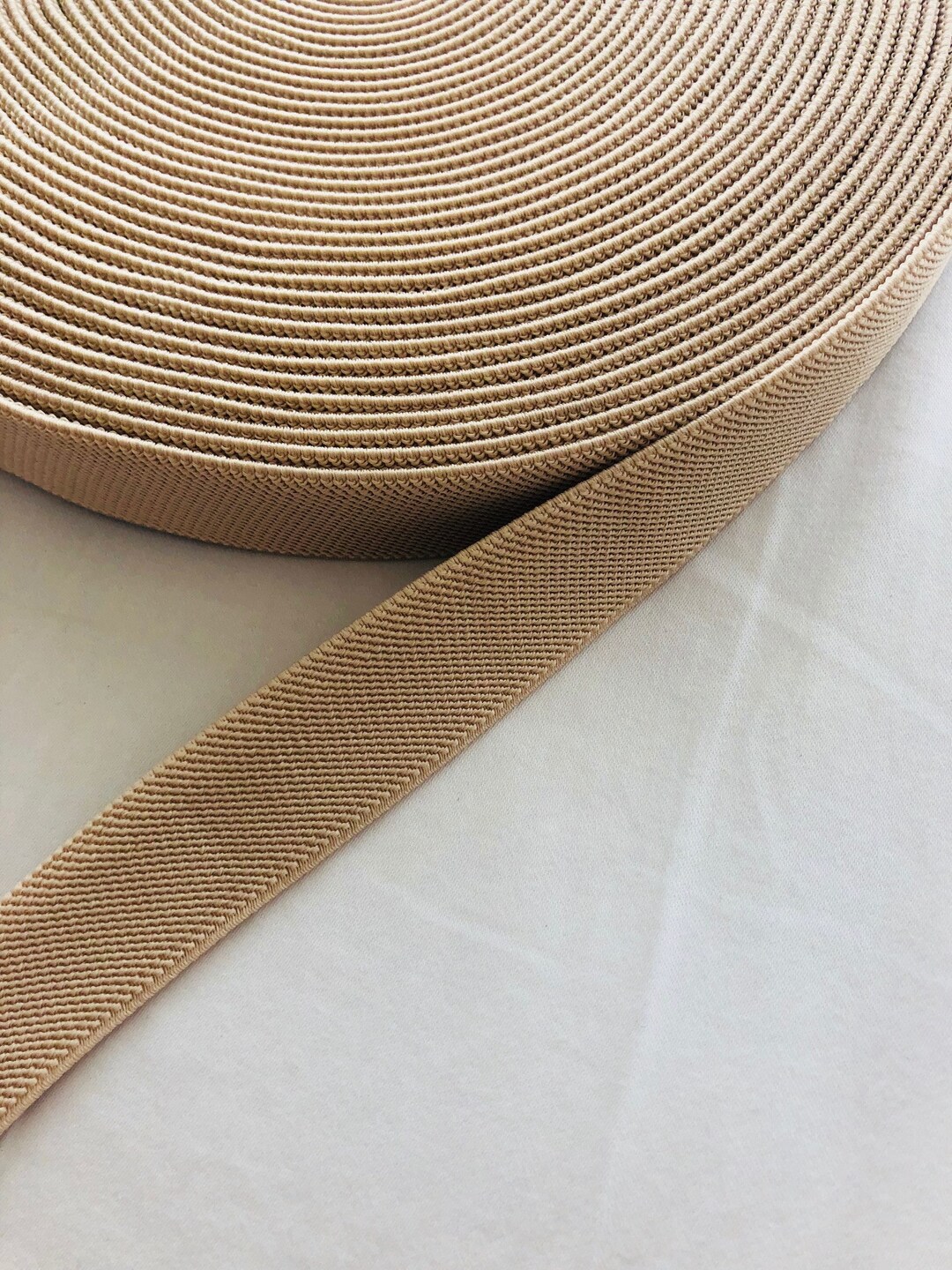 1 Inch Beige Elastic Band, Elastic Waistband, Suspender Elastic, Heavy