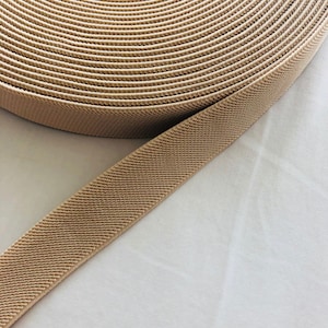 1 inch beige elastic band, Elastic waistband, suspender elastic, heavy duty elastic, waistband elastic, by the yard, wholesale elastic