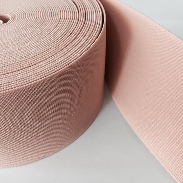 2 inch elastic, 2 inch - 5 cm wide Pale Pink Elastic Webbing