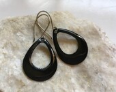 enamel earring handmade, gift for her, gift for woman, gift for me, Quail Run Jewelry, sterling silver wire, black earrings, dangle earrings