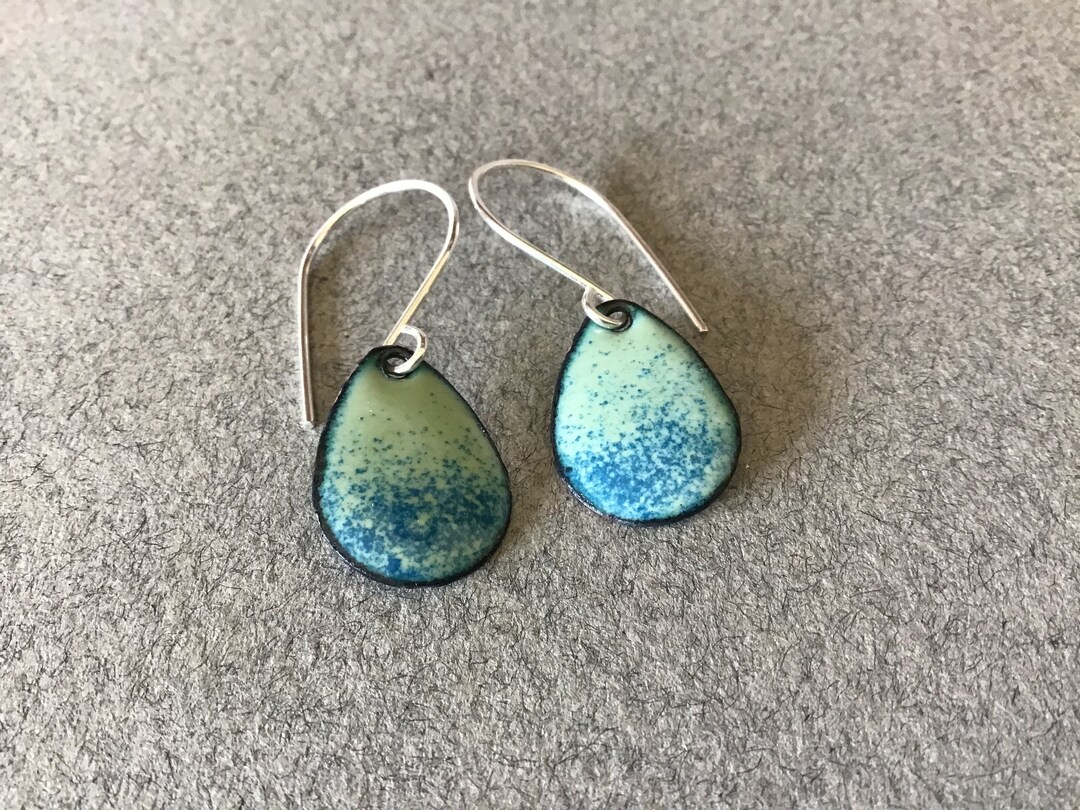 Glass Enamel Jewelry Small Teardrop Earrings Custom Sterling Etsy