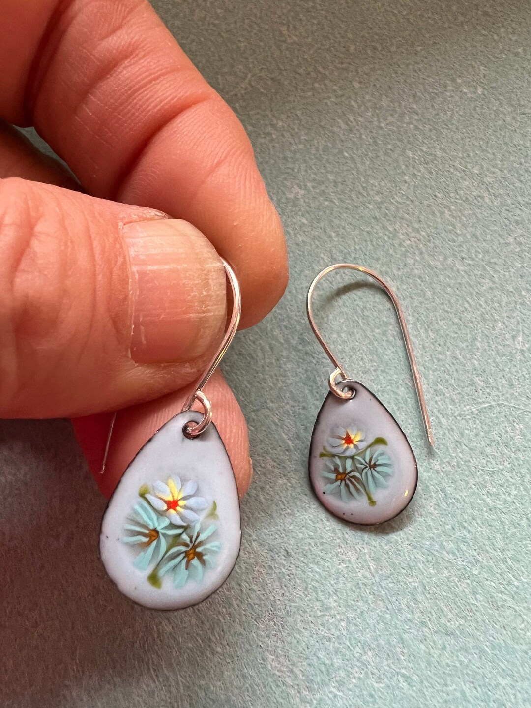 Light Blue Teardrop Glass Flower Design Fired On Custom Etsy