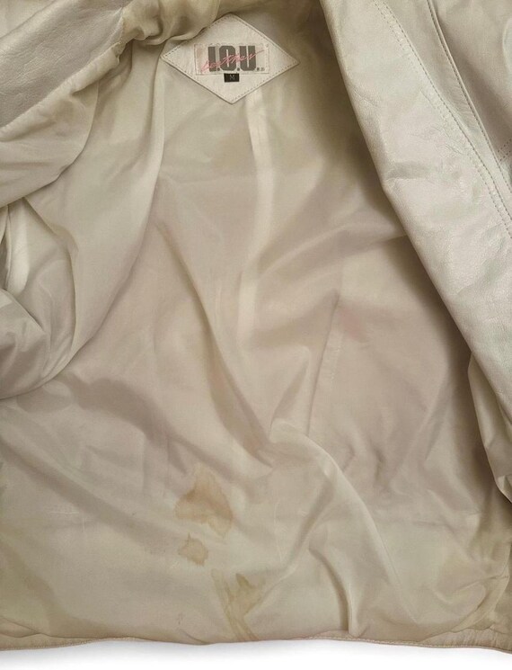 off white white leather 80s dramatic shoulder jac… - image 6