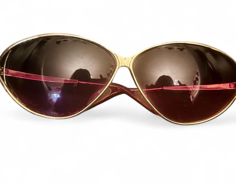 Vintage authentic Christian Dior pink tinted sunglasses gold rims DIOR Vintage Sunglasses Pink Purple Gold Square Christian  main image 2