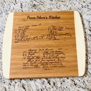 Custom Engraved Bamboo Cutting Board with name, design or recipe Rectangle 13.5x11.5