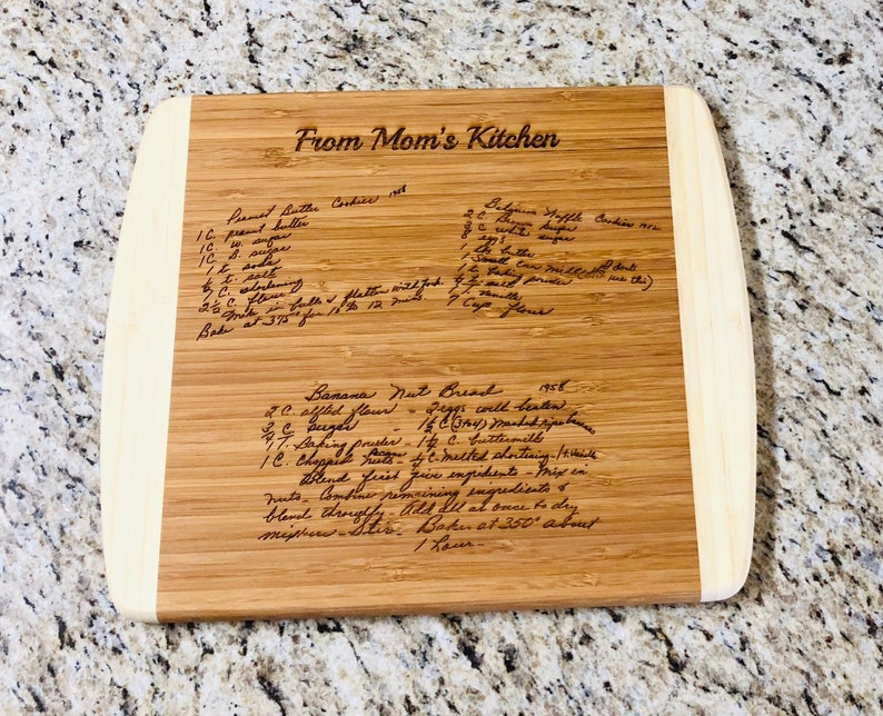 Custom Engraved Bamboo Cutting Board with name, design or recipe Rectangle 13.5x11.5