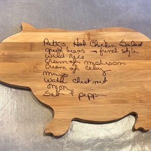 Custom Engraved Bamboo Cutting Board with name, design or recipe pig