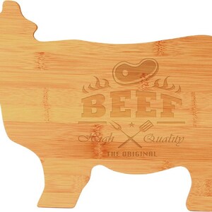 Custom Engraved Bamboo Cutting Board with name, design or recipe cow