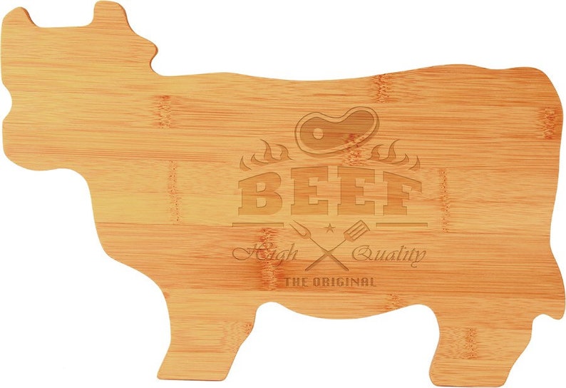 Custom Engraved Bamboo Cutting Board with name, design or recipe cow