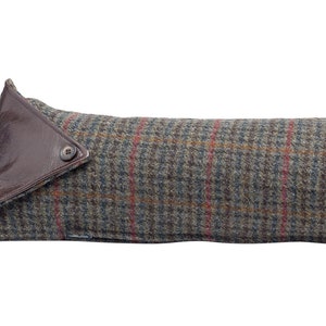 Harris Tweed Draught Excluder with Leather Detail - Dogtooth Check