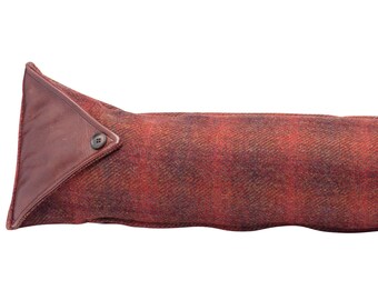 Harris Tweed Draught Excluder with Leather Detail - Autumn Check