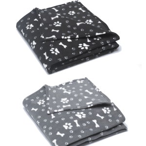 Dog Blanket Soft Fleece Puppy Lap Comforter Bone & Paw Print Bedding- 2 Sizes Available - Large and Extra Large