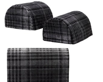 Velvet Silver Grey Checked Arm Caps and Chair Backs