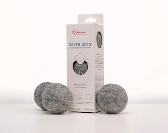 Bolas de lana para secadora (100% lana de Nueva Zelanda) Paquete de 3 puntos de secado reutilizables de secado rápido, ahorro de energía, compostables y ecológicos para secadora
