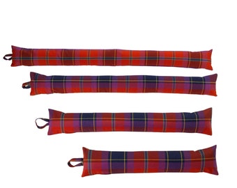 Bright Red and Purple Checked Draught Excluder made from Upholstery Fabric (4 Size options - 3ft, 4ft, 5ft and 6ft)