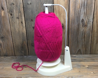 Wool Jeanie the Magnetic Yarn Ball Holder Which Feeds by Revolving the Wool for Knitting and Crocheting also Additional Spindles and Bases