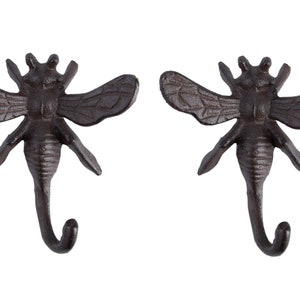 Cast Iron Bee Design Hook for Indoor/Outdoor sold as a Pair