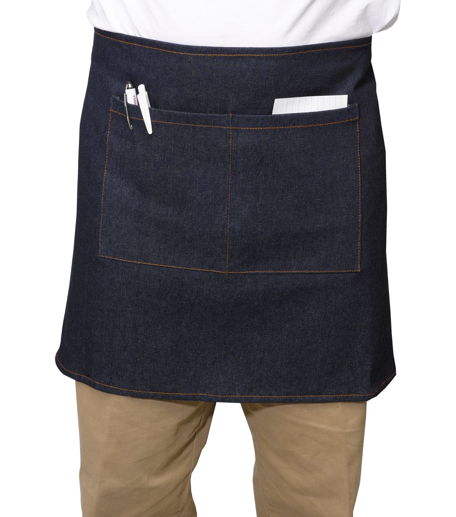 Blue Denim 100 Cotton Half Apron With Split Pocket Waiter Server Trader Pinny 27 X 18 Etsy