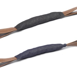 Denim Door Jammer with Leatherette Handles (Black or Indigo) - Protect Your Hands and Fingers