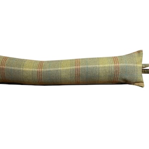 Lime Green, Red and Blue Checked Wool Draught Excluder 3ft