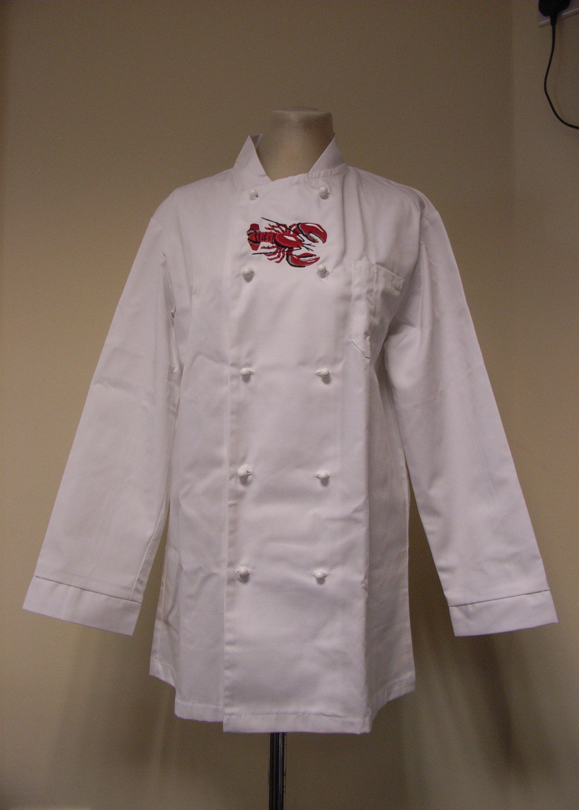 Long Sleeved Chef Jacket Embroidered Lobster Design White Etsy