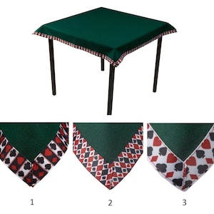 Nappe unie pour bridge/jeu de cartes de poker, feutrine verte 36 po. carrée avec bordure en ruban pour cartes complètes (4 options de bords différentes disponibles)