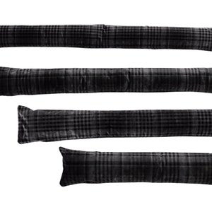 Velvet Check Silver/Grey Draught Excluder in 4 size options - 3ft, 4ft, 5ft and 6ft