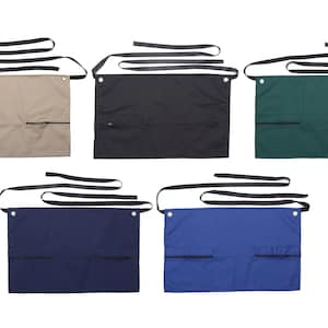Apron Money Cash Short Waist Zipped Pocket Professional 22&quot; wide x 14&quot; long - 5 Colours Pinny